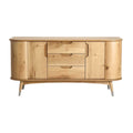 **Moderne houten dressoir met ronde lijnen en lades**
