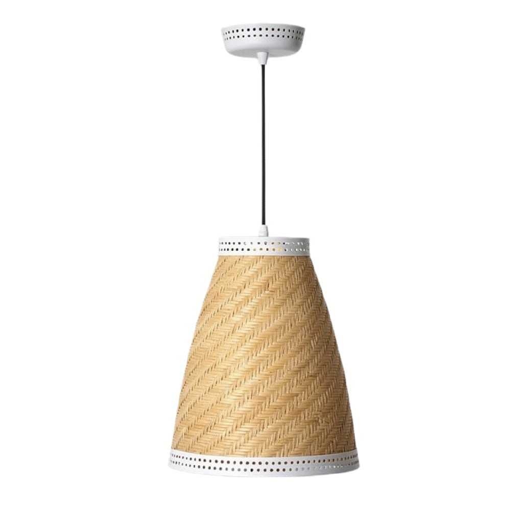**Technische Titel: "Hanglamp van natuurlijke bamboe met witte afwerking"**