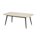 Moderne Eettafel met Houten Blad en Zwarte Metaalpoten