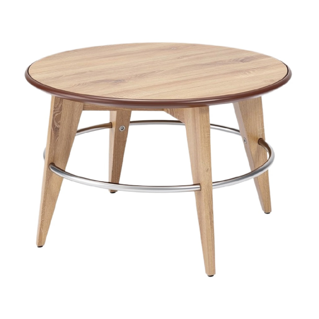 Ronde Houten Salontafel met Stalen Ondersteuning