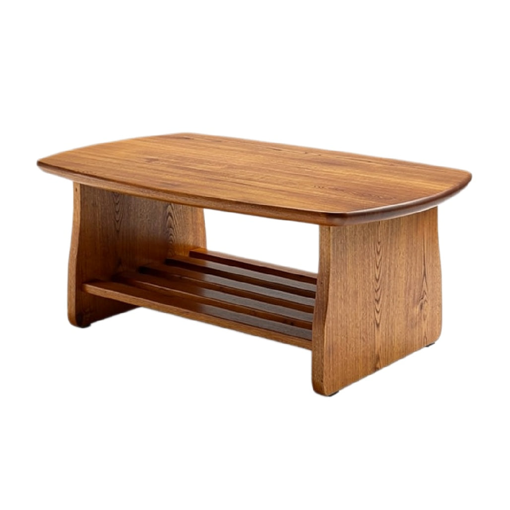 **Moderne houten salontafel met open opbergruimte**